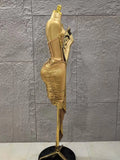 Gold Silver Color Women Sexy Strapless Shinning Crytsal 2 Pieces Bodycon Mini Dress Celebrate Nightclub Party Birthday Wear