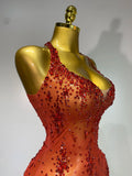 Sparkly Crystal Diamond Gold Sexy See-Through Sheath Dress Nightclub Performance Custome Stage Wear Birthday Evening Party Dress