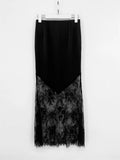 Vintage Lace Skirts Fashion Lace Patchwork Sexy See Through Skirts High Street Elegant Party Streetwear Women's Skirts