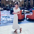 Elegant Polka Dot Long Dress Women's High Waist A-line Maxi Dresses Evening Party Summer Holiday Resort Blue Black Green White