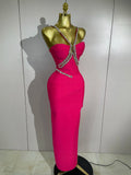 Elegant Sprkly Diamonds Sexy Halter  Sleeveless Maxi Long Bodycon Bandage Dress Women Luxury Birthday Eveing Party Club Dress