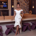 Ruffles Dress Women Off Shoulder Sexy Sleeveless Bow Tie Bodycon Party Night 2026 Formal Birthday Party Banquet Gown