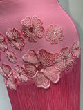 Women Sexy Strapless Pink Flower Tassel Bodycon Bandage Dress Elegant Evening Club Party Luxury Birthday Cocktail Prom Dress