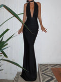 Sexy Backless Black Summer Dress Women Elegant Cocktail Evening Long Party Dresses Woman Maxi Night Club Birthday Dress Vestidos