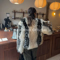 Luxury Brand Design Striped Patchwork Fur Jacket Women Winter Fluffy Faux Fox Fur Coats Chic Girls Thick Warm Outerwear