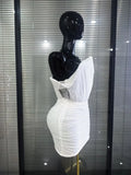 High Quality Women Sexy Strapless Mesh High Stretch Bodycon Mini Dress Elegant Evening Party Celebrate Birthday Cocktail Outfit