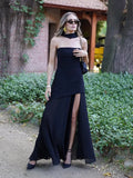 Brown Glitter Chiffon Tiered Maxi Dress Elegant One Shoulder Square Neck Flowy dresses 2026 Summer Formal Wedding  Party gowns