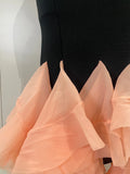 Sexy V Neck Black Bodycon Mermaid Bandage Long Dresses With Pink Ruffles Women Birthday Party Prom Gown Celebrities Eveing Dress