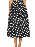 Beach Party Two Piece Set for Women Halter Neck Sleeveless Vest High Waist Polka Dot A Line Midi Skirt Suit Female