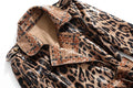 High Quality Winter New Snake Print Coat Women Sexy Belt Slim Patent Leather Washed Coats Female Elegant Fashion Party Clothing