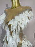 Sparkly Diamonds Pearl Transparent Mesh Long Dress Women Evening Party Birthday Wedding Gown Celebrity Sexy Stage Outfit