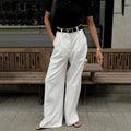 Solid Minimalist Spliced Pockets Pant for Women High Waist Loose Casual Pant Female Fashion Style