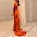 Solid Slimming Chic Dresses for Women Shawl Collar Sleeveless Off Shoulder High Waist  Long Dress Female