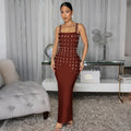 Diamonds Rhinestone Spaghetti Strap Evening Dresses Woman Elegant Cocktail Nightclub Party Prom Long Female Vestidos