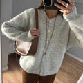 Women's Grey Wool Knitted Cardigan Elegant Button Large Size Sweater Knitwears Cardigans New Winter Fall Clothes Gray Red White