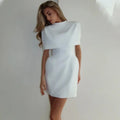 Elegant Waist-Cinching Sleeveless Short Dress Women's Round-Neck Short Cape Birthday Dress Female Banquet Party Dress New
