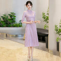 Red New Chinese Qipao Mid Sleeve Improved Retro Dress for Young Women Spring and Autumn Qipao Dress