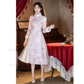 Pink Aodi Qipao Improved Chinese Stye Dress Women Warm Chesongam Princess Style Evening Party Vestidos Hanfu Dress for Lady