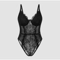 Sexy Lace Patchwork Bodysuit Women Solid V-neck Sleeveless High Waist Slim Perspective Sling Top Lady New Chic Corset Bodysuits
