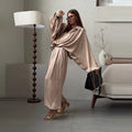 Casual Loose Coats Pants Set Women Full Sleeve Lapel Zippers Solid Coat Long Straight Pleated Pant Sets 2026 Autumn Lady Suit