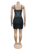 Mesh Sexy Dress Rhinestone Sleeveless Elastic Bodycon Trend Birthday Midnight Party Outfits Luxury Shiny Dress Vestidos