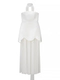 Evening Patchwork Ribbon Dress for Women Strapless Spliced Pearls Decoration Slim Fairy Mesh Maxi Dresses Female