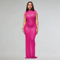 Fall Diamonds Hot Rhinestones O-neck Women Sleeveless Bodycon Long Dress Birthday Party Evening Prom Maxi Dresses