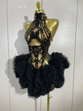 Diamonds Mesh Sexy See Through Cocktail Mini Dress Women Eveing Luxury Birthday Party Singer Nightclub Show Stage Costume