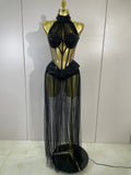 New Sexy Sparkly Rhinestone Mesh Backless See Through Bodysuits Dress Women Eveing Party Nightclub Bar Stage Performance Costume
