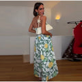 Print Women Dress Strapless Camisole Dress High Waisted Floral Dress Slimming Design Fashion Wear Daily Style