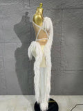 Sexy Transparent Netting Sequined Feather Dress, V-neck Formal Evening Cocktail Party Gown
