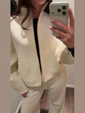Elegant Women's Knitted Cropped Jacket Coat Cardigan Long Sleeve Sweater Top Streetwear Outfit 2026 Spring New Casual Daily Wear