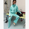 Solid Waist Drawstring Cinched Jacket Women's Satin Pleated Stand Collar Long Sleeves Loose Coat Lady Fashion Daily Outwear New