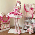 Olivegirl Lolita Dress Kawaii Sweet Bow Ruffled Slim Sleeveless Mini Princess Dresses Elegant Bow Flower Dresses Women Y2K JSK