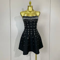 Sexy Sleeveless A Line Bandage Mini Dress Women Luxury Diamonds Birthday Party Gowns Evening Celebrity Club Show Wear Vestido
