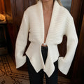 Autumn Knit Cardigan Women's New Vintage Hollow Out Long-Sleeved Sweater 2026 Casual Streetwear White Knit Top Female