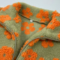 Fashion Floral Faux Lambswool Sweatshirt Women's Casual Zipper Pocket Loose Pullover Sweatshirt Autumn Festive Clothing