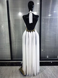 Women Sexy Hollow Out Backless Mesh Long Dress Celebrate Eveing Birthday Party Nightclub Bar Celebrity Stage Performance Costume