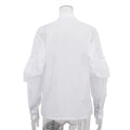 French Office Spliced Ruffled White Shirt for Women Lapel Long Sleeves Temperament Basics Shirts Female Autumn New
