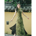 Olive Girl Romantic Qipao for Garden Wedding 2026 Fairycore Photoshoot Everyday Wear S-XXL XS-3XL Plus Size Romantic Garden Party Editorial Not Costume Qipao Cheongsam Chinese Dress Chinese Heritage Fashion Women
