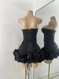 Sexy Strapless Backless Ruffles Red Bandage Short Dress for Women Elegant Luxury Deisnger Evening Party Brithday Club Outfit
