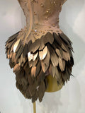 Women Sexy Strapless Sparkly Rhinestone Sequins Mesh See Through Mini Dress Eveing Party Birthday Nightclub Singer Stage Costume