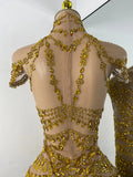 Sparkly Red Rhinestones Women Sexy Mesh See Through High Stretch Bodysuit Nightclub Performance Dance Costume Singer Stage Wear