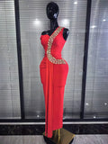 Red Black Women Sexy Off the Shoulder Shining Golden Sequins Bodycon Long Bandage Dress Elegant Evening Party Cocktail Wear