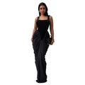 Women Velvet Stacked Ruched Sleeveless Bodycon Long Maxi Dresses 2026 Fall Party Trendy Birthday Evening Dress Vestidos