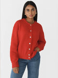 Women's Grey Wool Knitted Cardigan Elegant Button Large Size Sweater Knitwears Cardigans New Winter Fall Clothes Gray Red White