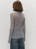 Mohair Round Neck Pullover Sweater For Women 2025 Spring Summer New Knitted Bottom Semi-sheer Knit Sweater Female Top