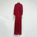 Chic Draped Maxi Dress Women Elegant Flutter Sleeve Turtleneck Patchwork Long Dresses 2026 Lady New Evening Party Gowns