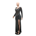 Luxury Bodycon See Through Mesh Diamonds Elegant Long Party Dress for Women Hot Drilling Sexy Wedding Evening Club Dress