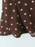 Casual Coffee Polka Dot Two Piece Set for Women Lace Trim Cami Sheer Mesh Ruffled Midi Skirt Set for Vintage Dates